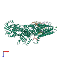 PDB entry 7m5x coloured by chain, top view.