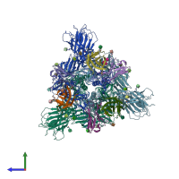 PDB entry 7m6e coloured by chain, side view.
