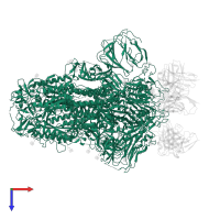 Spike glycoprotein in PDB entry 7m6e, assembly 1, top view.