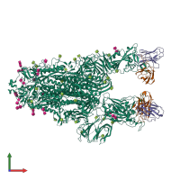 Hetero heptameric assembly 1 of PDB entry 7m6f coloured by chemically distinct molecules, front view.