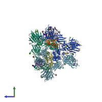 PDB entry 7m6f coloured by chain, side view.