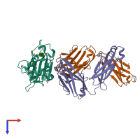 PDB entry 7m7b coloured by chain, top view.