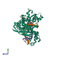 PDB entry 7m8a coloured by chain, side view.