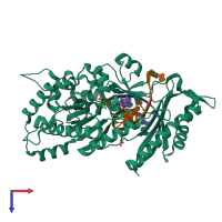PDB entry 7m8a coloured by chain, top view.