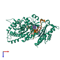 PDB entry 7m8d coloured by chain, top view.