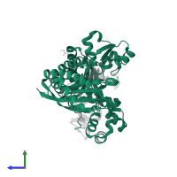 DNA polymerase eta in PDB entry 7m8d, assembly 1, side view.