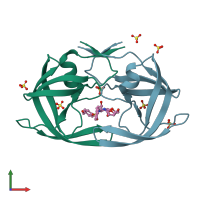 PDB entry 7m9z coloured by chain, front view.