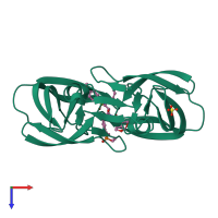 Homo dimeric assembly 1 of PDB entry 7maf coloured by chemically distinct molecules, top view.