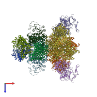 PDB entry 7mfm coloured by chain, top view.