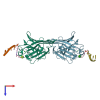 PDB entry 7mg8 coloured by chain, top view.