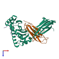 PDB entry 7mj8 coloured by chain, top view.