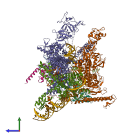 PDB entry 7mke coloured by chain, side view.