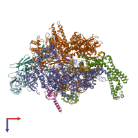 PDB entry 7mke coloured by chain, top view.