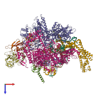PDB entry 7mki coloured by chain, top view.