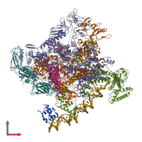 PDB entry 7mkj coloured by chain, front view.