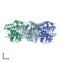 PDB entry 7mkv coloured by chain, front view.