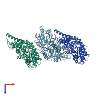 PDB entry 7mkv coloured by chain, top view.