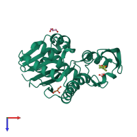 PDB entry 7mln coloured by chain, top view.