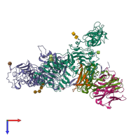 PDB entry 7mn8 coloured by chain, top view.