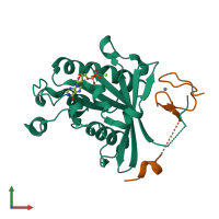 PDB entry 7mo1 coloured by chain, front view.