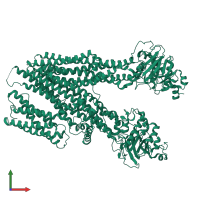 PDB entry 7mpe coloured by chain, front view.