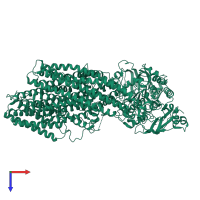 PDB entry 7mpe coloured by chain, top view.