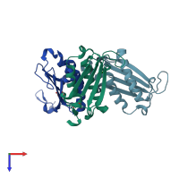 PDB entry 7mse coloured by chain, top view.