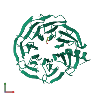 PDB entry 7mt1 coloured by chain, front view.