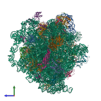 PDB entry 7mt7 coloured by chain, side view.