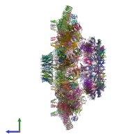 PDB entry 7mus coloured by chain, side view.