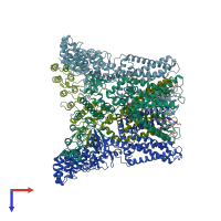 PDB entry 7mz6 coloured by chain, top view.