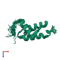 PDB entry 7mzz coloured by chain, ensemble of 20 models, top view.