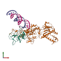 PDB entry 7n0c coloured by chain, front view.