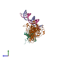 PDB entry 7n0c coloured by chain, side view.