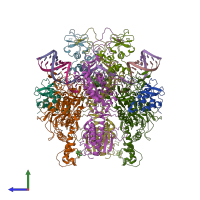 PDB entry 7n0d coloured by chain, side view.
