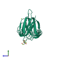 PDB entry 7n38 coloured by chain, side view.