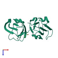 PDB entry 7n38 coloured by chain, top view.