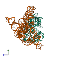 PDB entry 7n3o coloured by chain, side view.