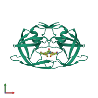 Homo dimeric assembly 1 of PDB entry 7n6x coloured by chemically distinct molecules, front view.