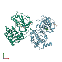 PDB entry 7n91 coloured by chain, front view.