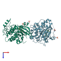 PDB entry 7n91 coloured by chain, top view.