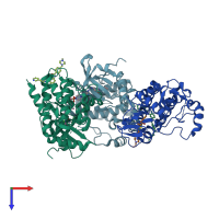 PDB entry 7n9g coloured by chain, top view.