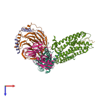 PDB entry 7na7 coloured by chain, top view.