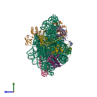 PDB entry 7nas coloured by chain, side view.