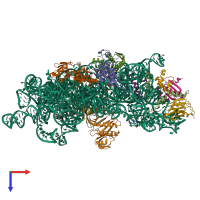 PDB entry 7nas coloured by chain, top view.