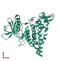 PDB entry 7ncf coloured by chain, front view.