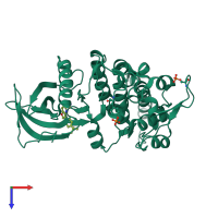 PDB entry 7ncf coloured by chain, top view.