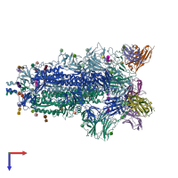 PDB entry 7nd7 coloured by chain, top view.