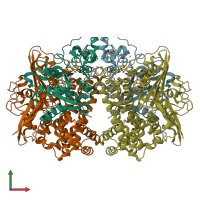 PDB entry 7nem coloured by chain, front view.
