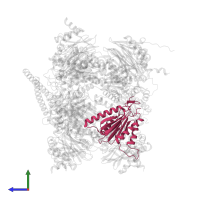 Proteasome subunit beta type-1 in PDB entry 7nht, assembly 1, side view.